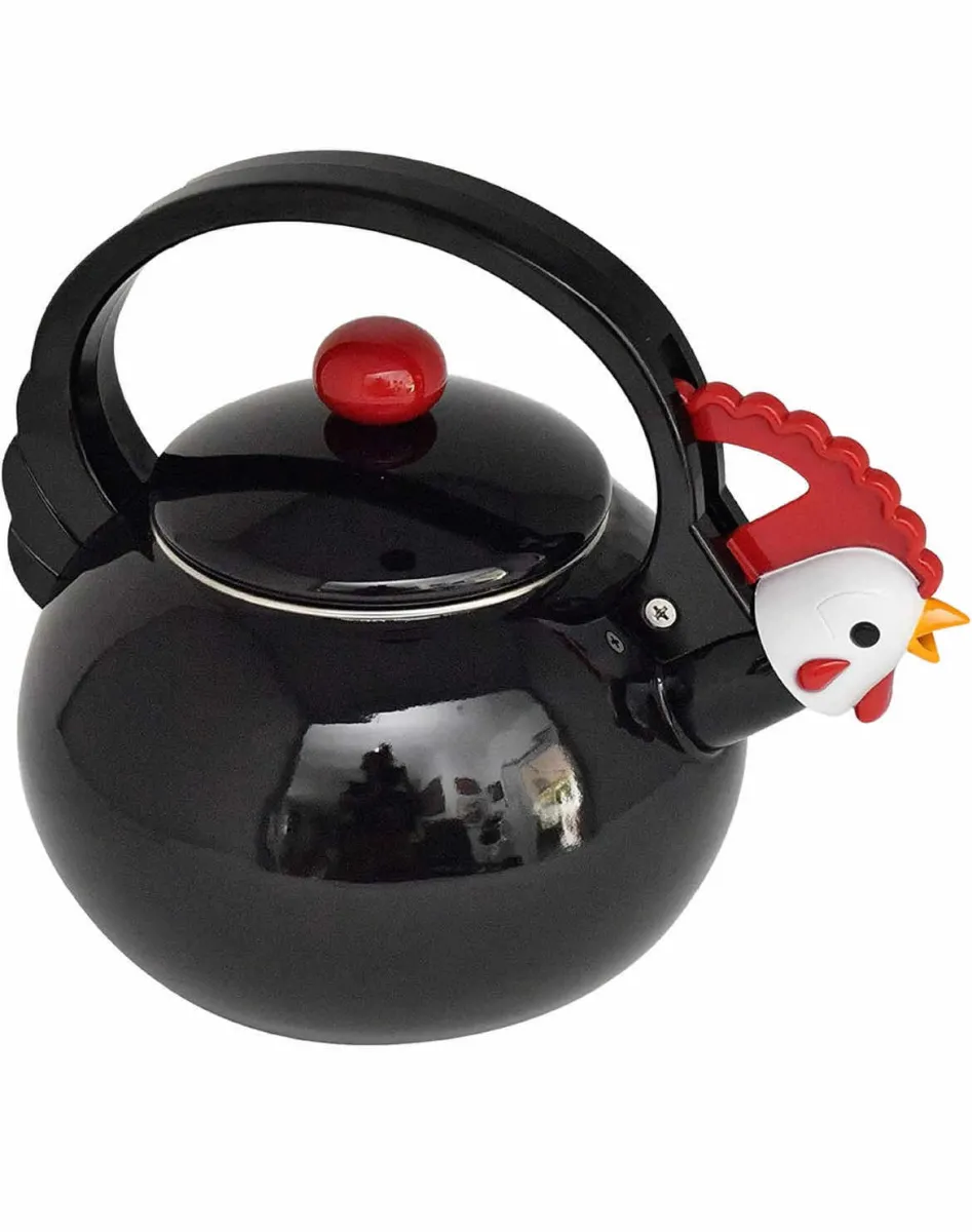 Black Rooster Whistling Tea Kettle